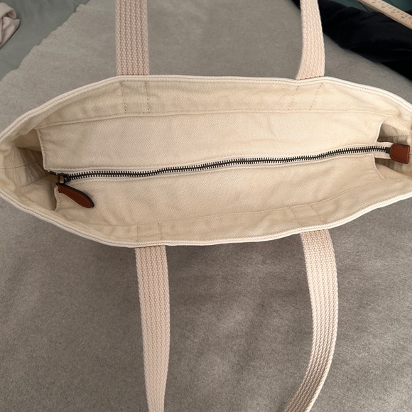 Ralph Lauren Polo Tote Canvas Vintage Flag Polo Leather Label Unlined 482286 - Picture 10 of 15